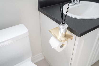 Linkaa Bronze Toilet Paper Holder with Shelf Oil Rubbed Bronze,Wall Mount | Toilet Tissue Roll Holder Dispenser with Phone Shelf Storage holder for Bathroom Kitchen丨Heavy Duty Zinc Alloy Material