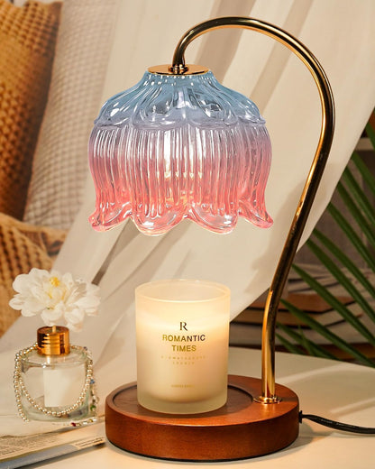Funistree Flower Candle Warmer Lamp with Timer, Dimmable Candle Lamp Warmer, Christmas Birthday Gifts for Women Mom Her, Housewarming Home Decor, Lotus Wax Warmer for Yankee Candles - Lily Amber