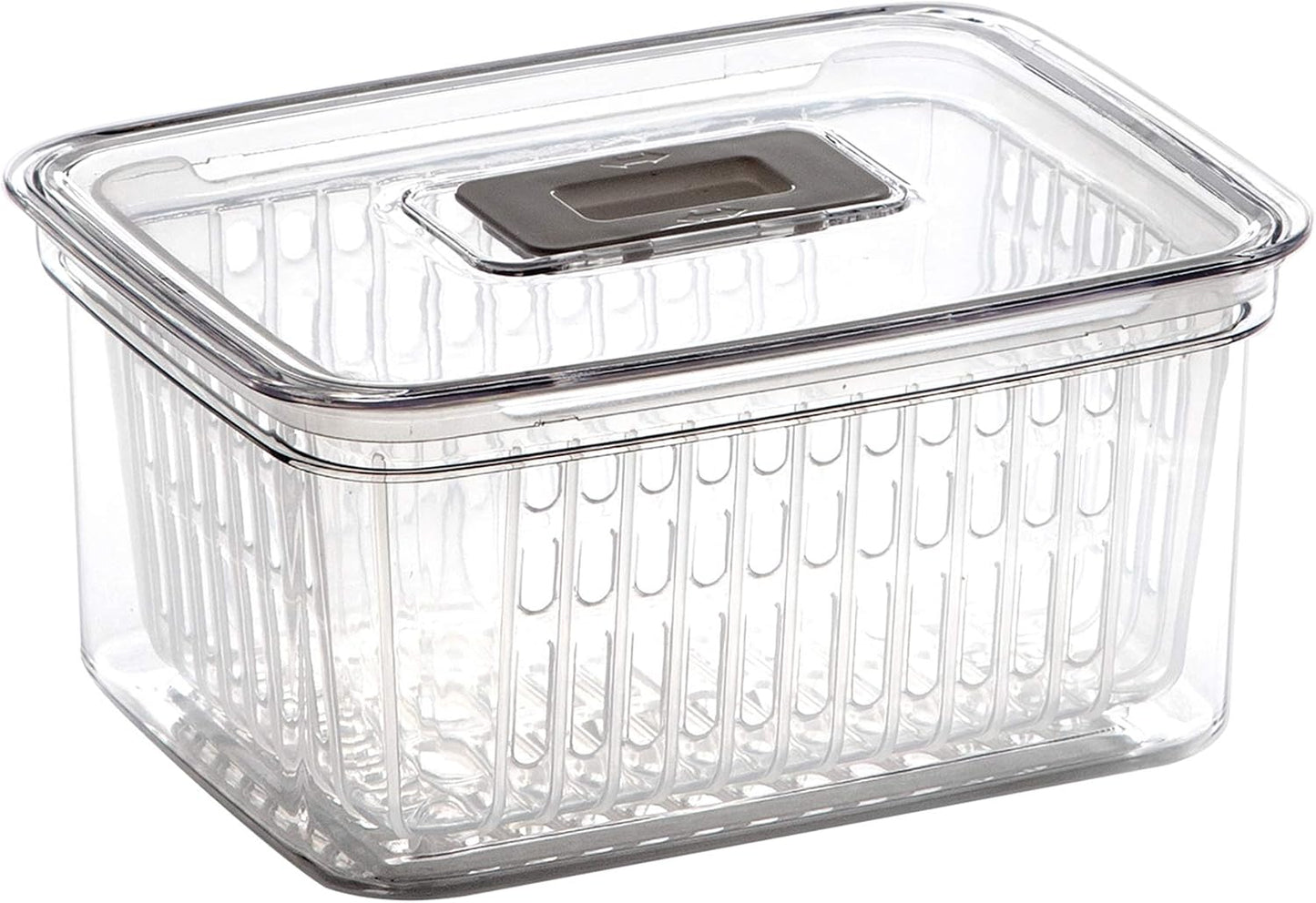 BINO | Produce Saver - 23.7 Cup/5.6L | Fridge Storage Containers for Fruits and Vegetables | Vegetable Storage with Adjustable Air Vent, Removable Basket | BPA-Free Fridge Organizers and Storage