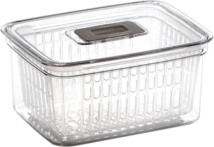 BINO | Produce Saver - 23.7 Cup/5.6L | Fridge Storage Containers for Fruits and Vegetables | Vegetable Storage with Adjustable Air Vent, Removable Basket | BPA-Free Fridge Organizers and Storage