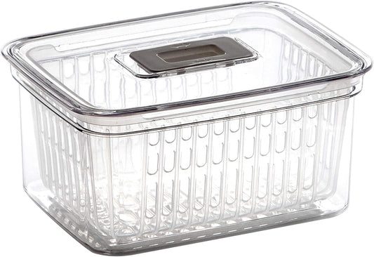 BINO | Produce Saver - 23.7 Cup/5.6L | Fridge Storage Containers for Fruits and Vegetables | Vegetable Storage with Adjustable Air Vent, Removable Basket | BPA-Free Fridge Organizers and Storage