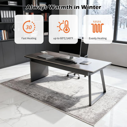 Electric Heated Carpet 35x55in Soft Plush Heating Rug 450W CX | Instant Warmth in 30s, 60 Heat Levels 12h Timer, Energy Efficient Safety Protection Ideal for Home Office Playroom 120V