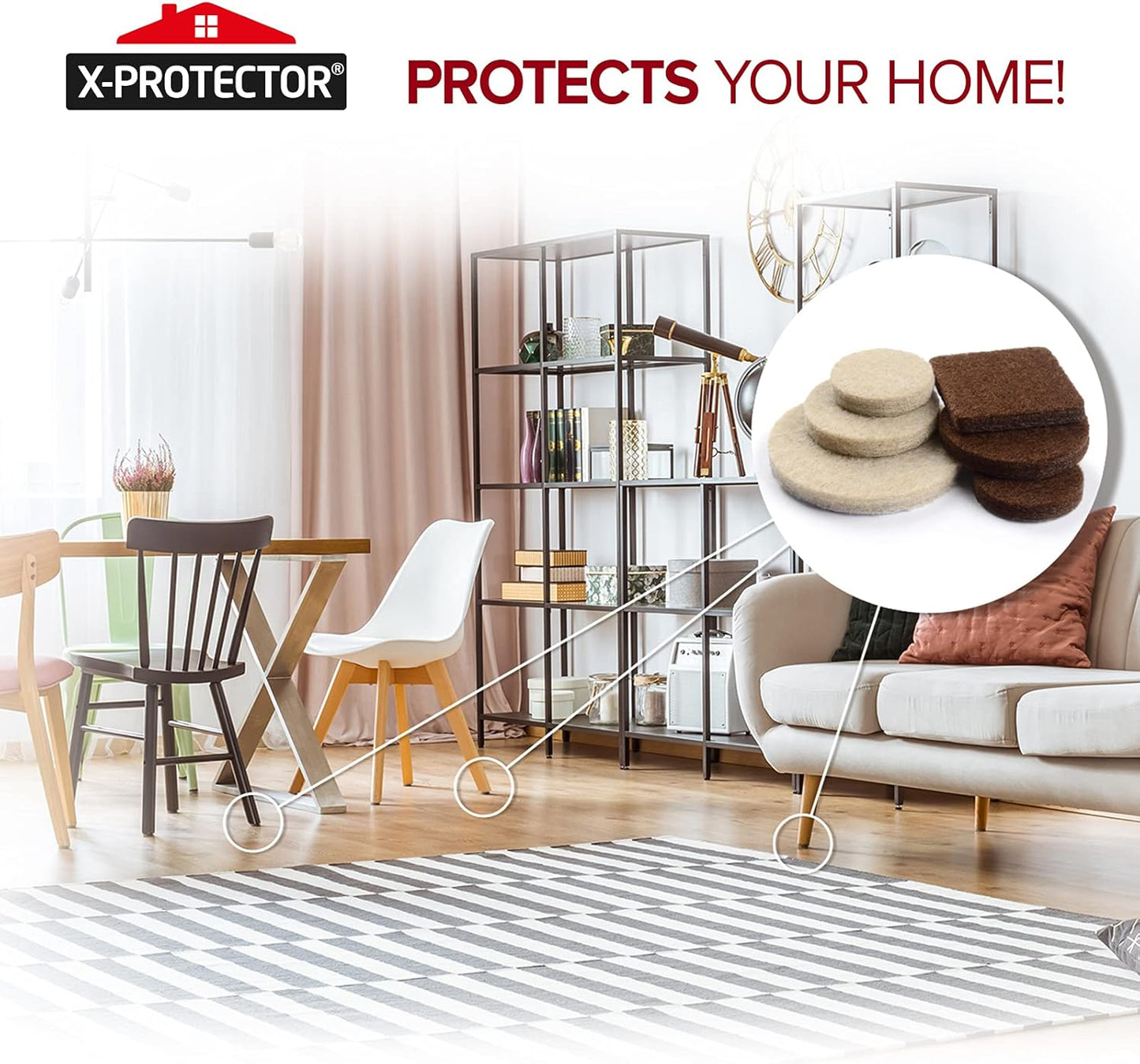 Felt Furniture Pads X-PROTECTOR 235 PCS Premium Furniture Pads - Felt Pads Furniture Feet Best Wood Floor Protectors - Protect Your Hardwood & Laminate Flooring! | Furniture Feet Best Wood Floor Protectors - Protect Your Hardwood & Laminate Flooring!