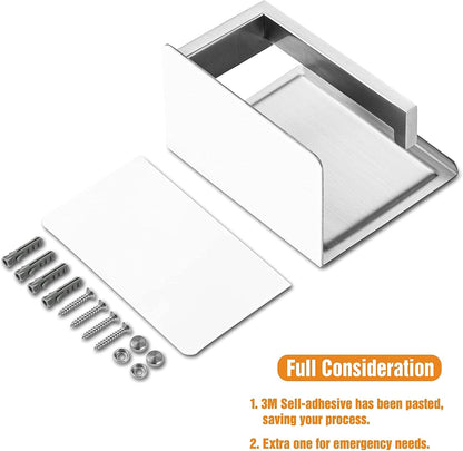 HITSLAM Toilet Paper Holder Matte Black, Adhesive Wall Mount, No Rotation | Heavy Duty Metal | anti rotation slot | vertical or horizontal setup |rustproof matte black finish|Bathroom Tissue Dispenser