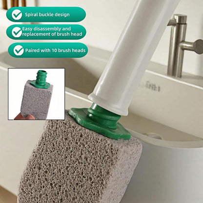 Pumice Stone Toilet Cleaning Kit with Long Handle - Effortless Hard Water Stain Remover for Toilets, Tubs & Tile - Includes 1 Handle + 3 Pumice Stones, Safe for Porcelain & Ceramic Surfaces