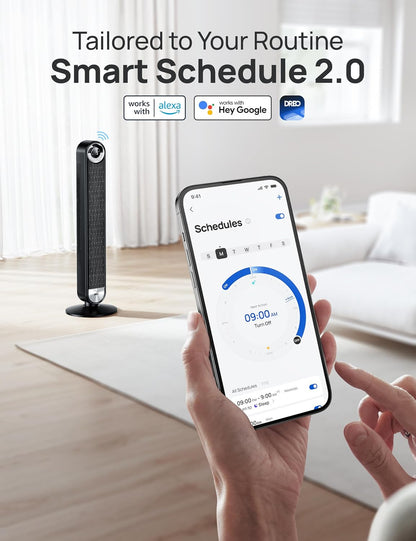 DREO Tower Fan for Bedroom, Upgraded DC 28ft/s Velocity, 9 Speeds