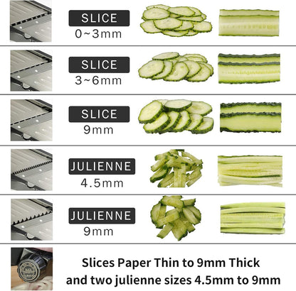 Weltonhm Mandoline Slicer for Kitchen, Mandolin and Julienne for Vegetables | Stainless Steel Mandoline Slicer for Onion, Cucumber, Cabbage, Potato and Carrot Vegetable Slicer with Cut-Resistant Gloves