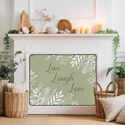 Magnetic Fireplace Cover Brown Rustic Wood Grain Fireplace Screen Decorative Leaves Laugh Love Insulation Fireplace Blocker Blanket Save Energy Fireplace Draft Stopper Covers for Living Room 36x30