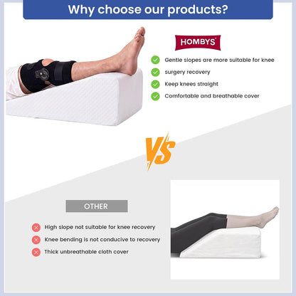 HOMBYS Leg Elevation Pillow for After Surgery, Knee Replacement & Recover, Wedge Pillow for Knee, Hip, Ankle Support, Home Recovery Equipment (Grey, 27in×11.6in×9in)