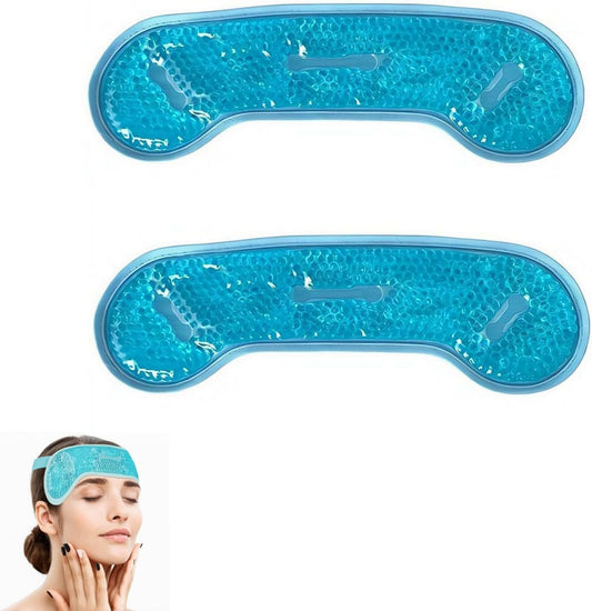 2pcs Cooling Eye Mask, Cold Eye Mask Ice Pack, Hot Cold Compress Head Wrap, Gel Bead Relief for Puffy Eyes Dark Circles (Blue)