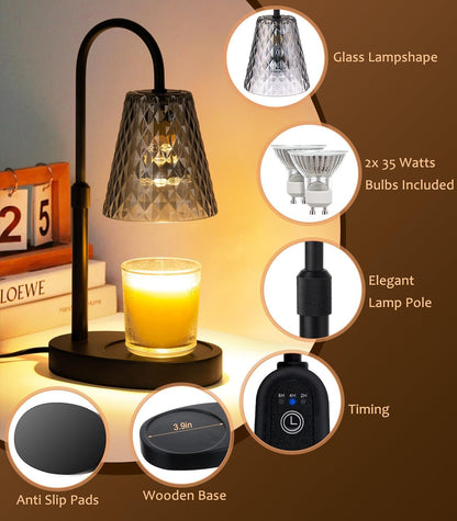 Candle Warmer Lamp with Timer - Electric Candles Wax Warmers Glass Lamps