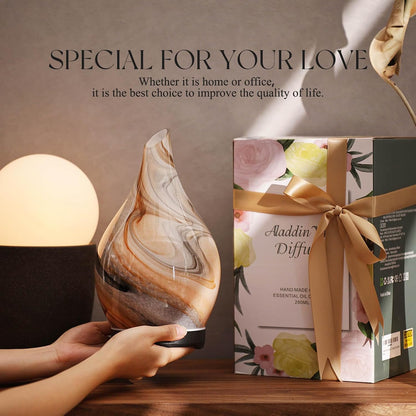 Porseme Essential Oil Diffuser 280ml Handmade Glass Diffuser 7H Runtime | Elegant Handmade Glass Aroma Diffuser with 7-color LEDs, Quiet Aromatherapy and Safe Auto Shut-off, Perfect for Gifts
