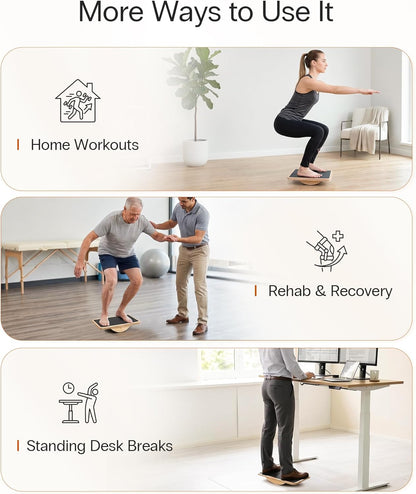 StrongTek Wooden Balance Board, Basic Rocker or Advanced 360° Wobble | Beginner-to-Advanced Options, Non-Slip Surface, Ankle Rehab, Physical Therapy, Core Stability and Balance Training