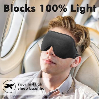 Weighted Eye Mask for Sleeping, 3D Contoured Sleep Mask Blackout with Adjustable Strap, Lash Extensions Sleeping Mask for Travel, Eye Cover Blindfold for Men Women (Black, 4.6oz)