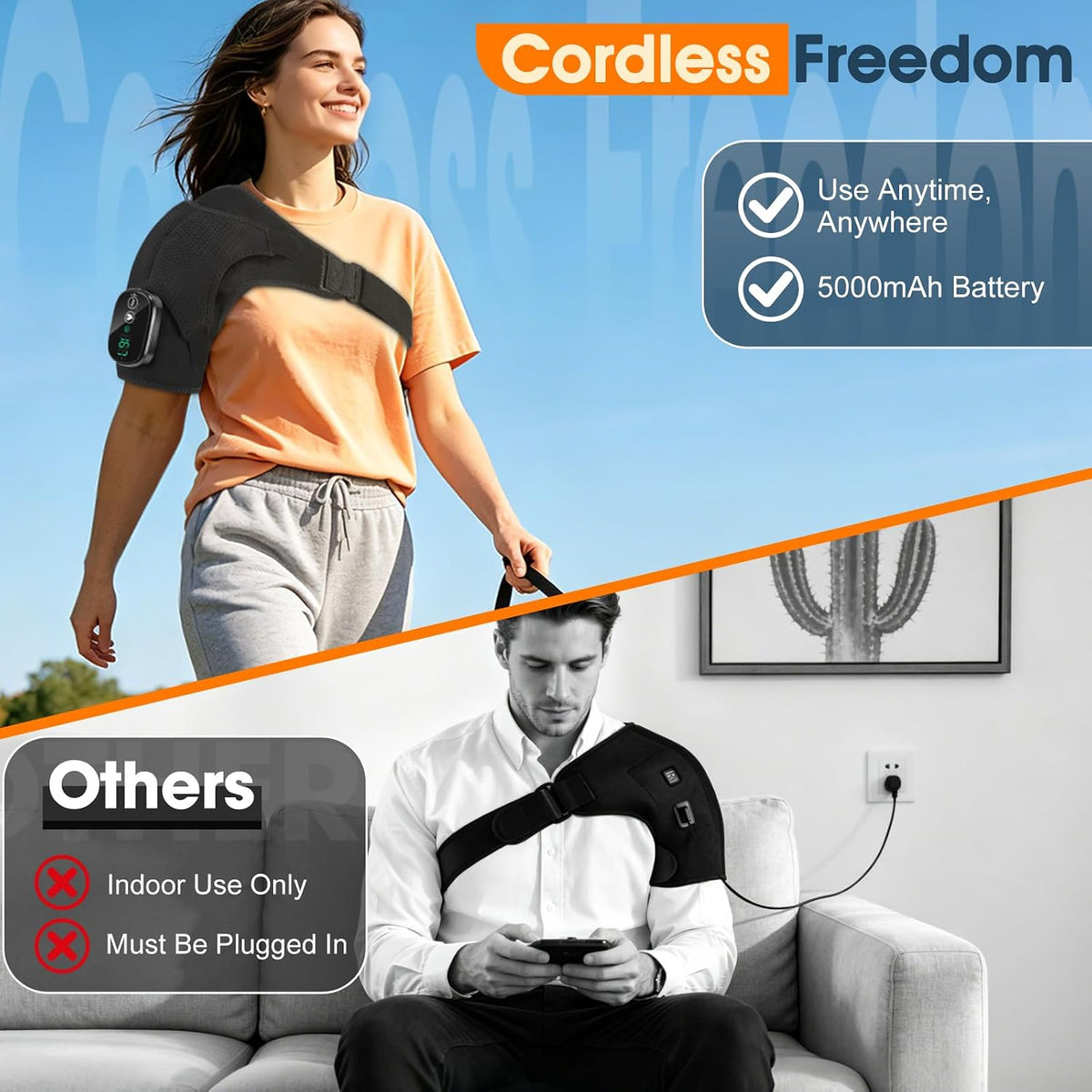 Shoulder Heating Pad with Massage, Rotator Cuff Shoulder Brace for Frozen
