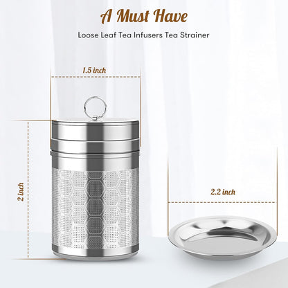 2 Pack 304 Steel Fine Mesh Tea Infusers for Loose Leaf Tea | Versatile for tea, spices & seasonings, fine mesh traps sediment, dishwasher-safe