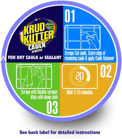 Krud Kutter Caulk Remover Spray, 24 oz, Softens and Removes Caulk, Sealant and Adhesive Residue, Easy to Use Spray for Bathroom, Kitchen, Windows and Tile Surface Prep