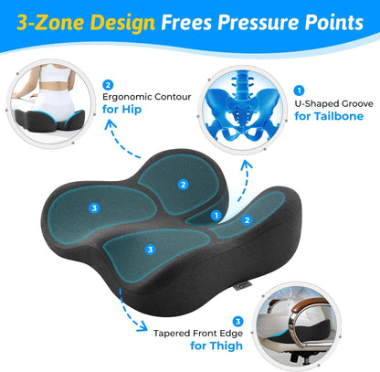 Dreamer Car Seat Cushion for Tailbone & Sciatica Pain Relief | Certified & Ergonomist-Designed,Tapered Front Edge Reduces Thigh Pressure,Wide Memory Foam for Office Chair, Car, Wheelchair