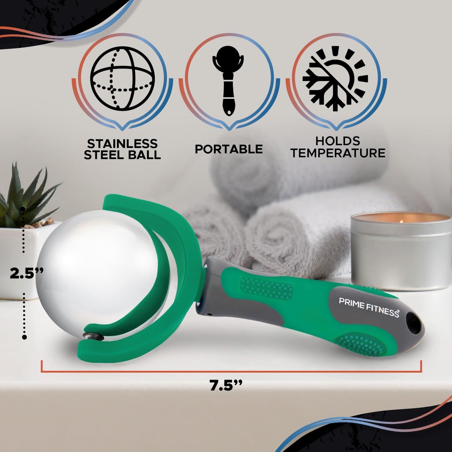 Cold Massage Roller Ball | Cold Therapy | Ice Roller Ball with Handle | cryo Stick | Relieve Muscle Pain (Green)