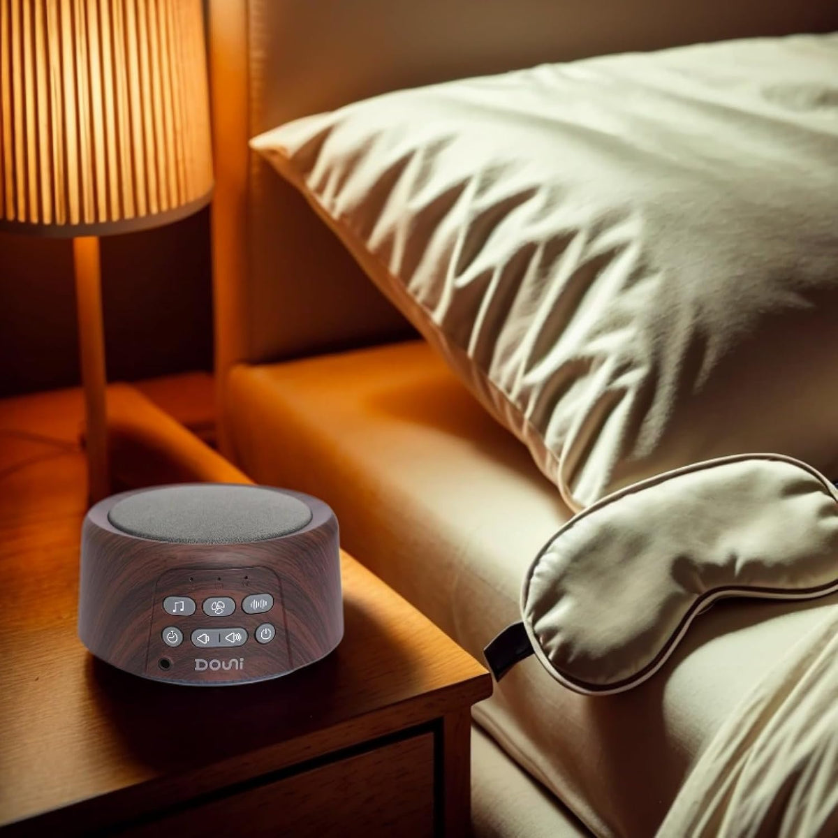 Douni White Noise Machine for Sleeping - 27 Non-Looping Soothing Sounds Sleep Sound Machine with Timer & Memory, 3.5mm Jack, Wood Grain Sound Machine for Hotel Bedroom Office