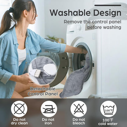 Electric Heating Pad for Back Neck Shoulders Pain Relief, 6 Heat Levels/Auto Shut-Off, 24"x 36" Large Electric Heated Pads, Gifts for Women Men Mom Dad Elderly, Gray