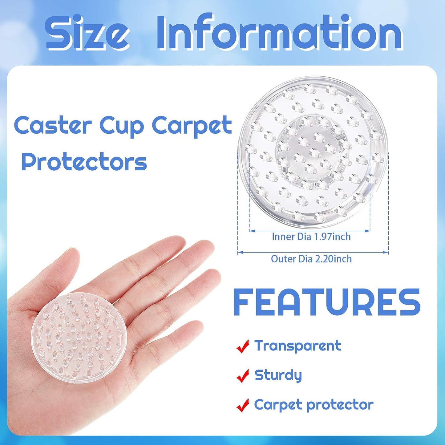 Jetec 16 Pcs Carpet Protectors for Furniture Legs Rug Protector Spiked Caster Cups Furniture Coasters for Carpets Plastic Anti-dent Carpet Protector for Chairs Sofas Tables Bed (Round)