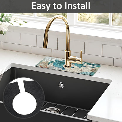 24" X 5.5" Kitchen Sink Splash Guard Faucet Mat Mandala Super Absorbent Fast Drying Faucet Guard & Draining Mat Sink Splash Guard Behind Faucet for Kitchen, Bathroom