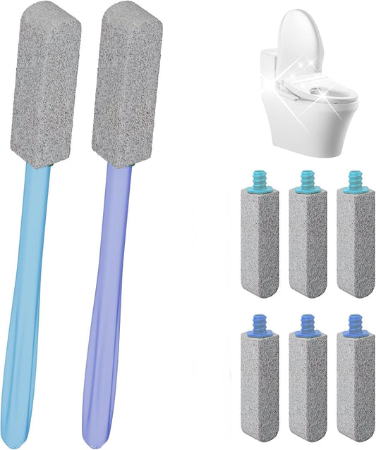Pumice Stone Toilet Bowl Cleaner with 11.8 Inch Handle, Multi-Surface Cleaning Tool for Bathroom, Pool, Grill (6 Pack)