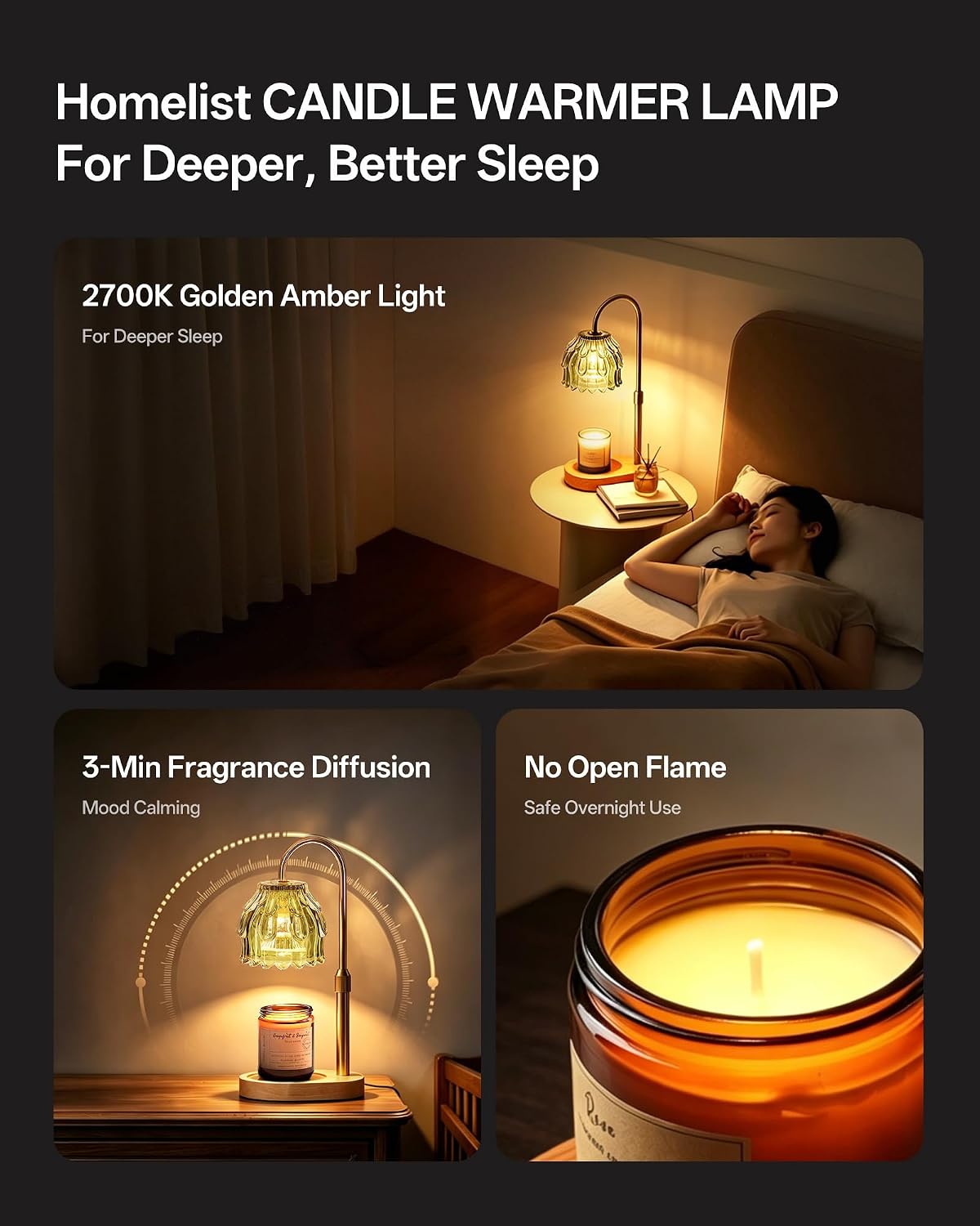 Homelist Candle Warmer Lamp with Timer Dimmer, Electric Wax Melter Warmer