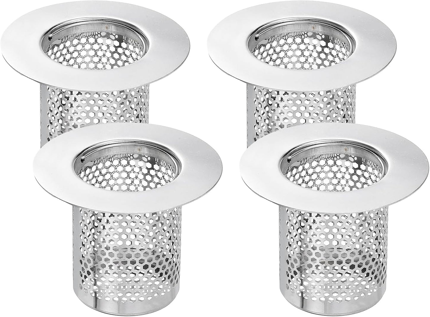 uxcell 2 Pack Shower Drain Strainer, 2" x 2.5" Stainless Steel Floor Drain Strainer Deep Sink Hair Catcher for Kitchen Bathroom Balcony Floor Drain, Fit Hole Size from 1.57" to 2.56"