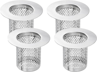 uxcell 2 Pack Shower Drain Strainer, 2" x 2.5" Stainless Steel Floor Drain Strainer Deep Sink Hair Catcher for Kitchen Bathroom Balcony Floor Drain, Fit Hole Size from 1.57" to 2.56"