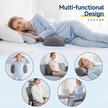 Lumbar Support Pillow for Sleeping,Premium Memory Foam Lower Back Pain Relief Bed Rest Support Pillows for Car Bed,Couch,Waist Support Care Cushion,Sleep Lumbar Pillow (Black Grey)