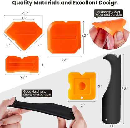 3 in 1 Silicone Caulking Tools, 12pack | Stainless Steelhead, Caulk Remover Tool Kit, Replace Silicone Pads and Caulk Finishing Tools, for Kitchen, Bathroom
