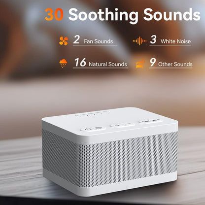 Sound Machine White Noise Machine with 30 Natural Soothing Sounds 32 Levels Volume 5 Timers Memory Function Effectively Blocks Noise Ideal Sleep Machine Brown Noise for Baby Kids Adults Home (Black)