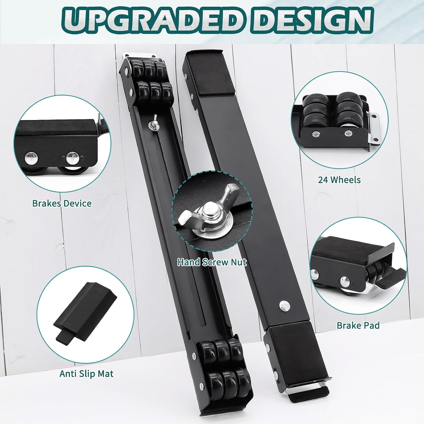 Extendable Appliance Rollers with Upgraded Furniture Lifter Tools, Grey | Extendable Appliance Heavy Duty Furniture Mover with Wheels Stand Sliders, Washers Dryers Moving Kitchen Refrigerators Sofa