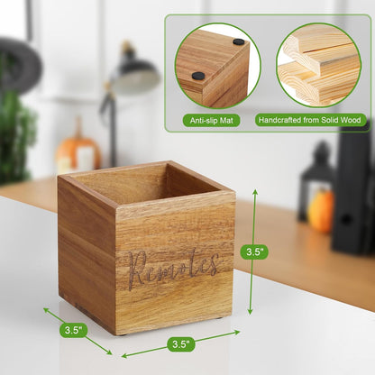 DRASTAR Remote Control Holder, Wood TV Remote Holder, Remote Storage Caddy, Remote Control Organizer (Black, 2 Slots)