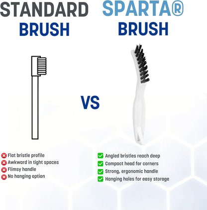 SPARTA Grout Brush with Stiff Nylon Bristles, 8 Inch, White | Flo-Pac, Stiff Crimped Nylon Bristles, 2.75-Inch Brush Section, Narrow Crevices, BPA Free