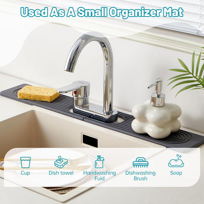 Stone Faucet Mat for Kitchen Sink Oval Hole Bathroom sink splash guard | Water-Absorbing Diatomite Stone Drying Mat & Sink Protectors Absorbent Stone Tray for Bathroom Counter, Oval Hole 6.5" x 2.5"
