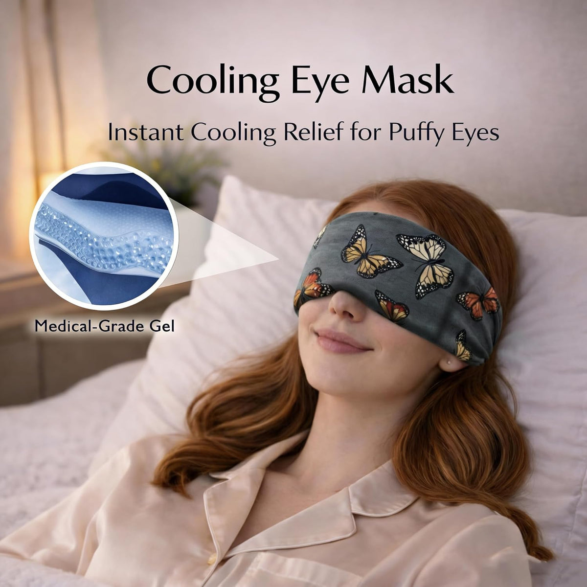 Crimmy Migraine Relief Cap, Headache Ice Pack Headband, Cold Face Eye Mask
