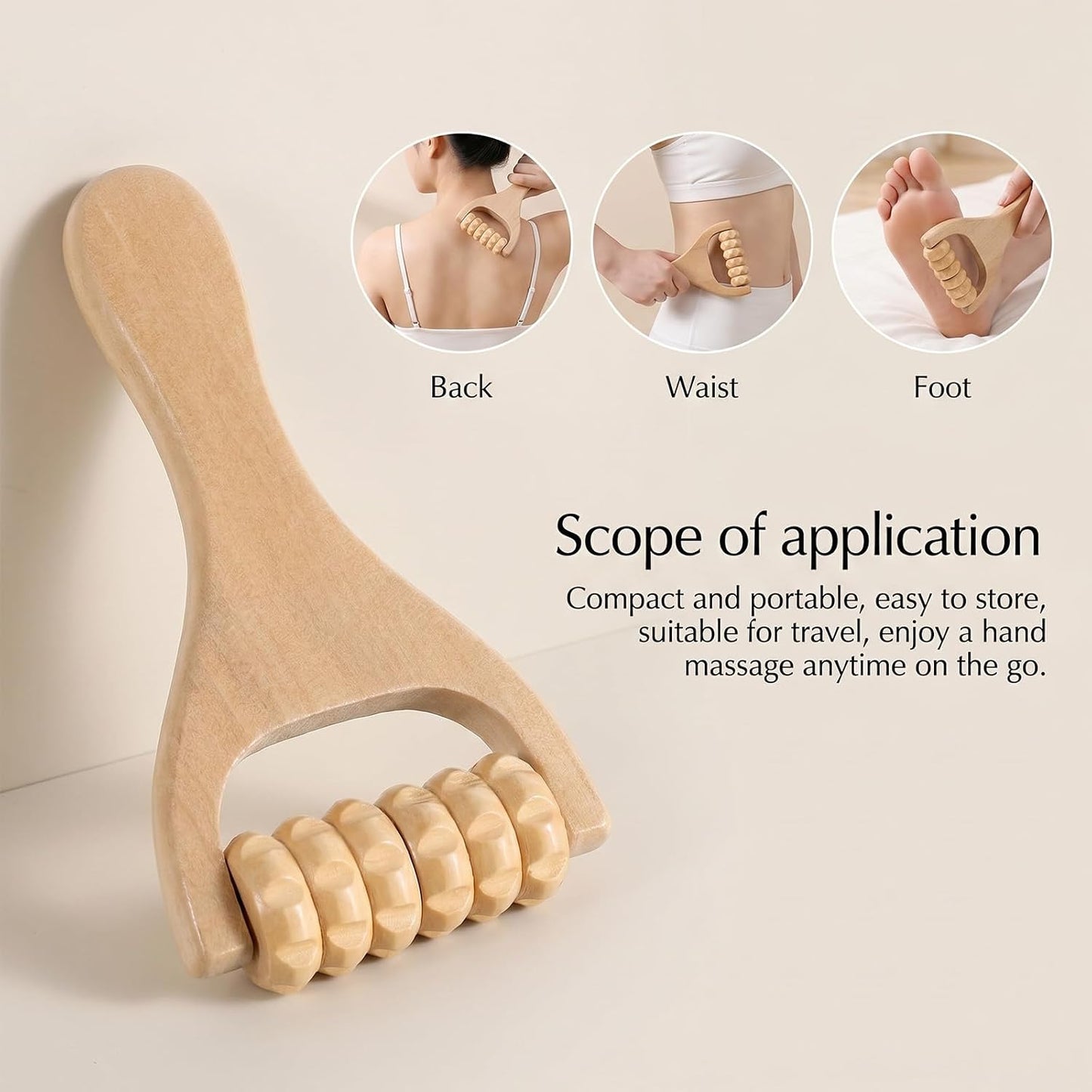 Wooden Massage Roller, Manual Handheld Wooden Rollers for Massage | Manual Wood Massage Bead Roller Tools for Leg Thigh Arm Body Muscle Tissue Pain Relief