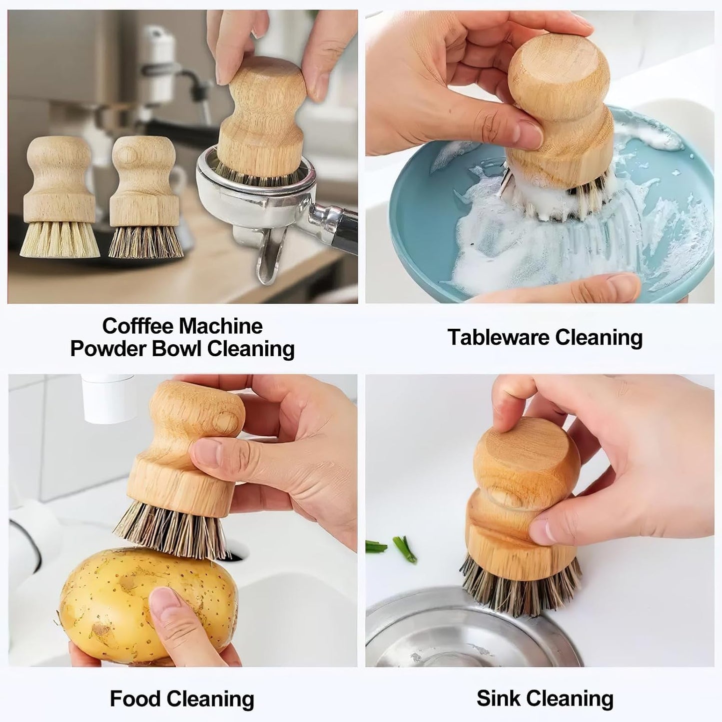 12Pcs Crevice Cleaning Brush Set, Hard Bristle Multi-Purpose Household Cleaning Tools for Kitchen Bathroom Tile Grout Window Track, Bamboo Pot Brush + Copper Wire Brush + Scraper
