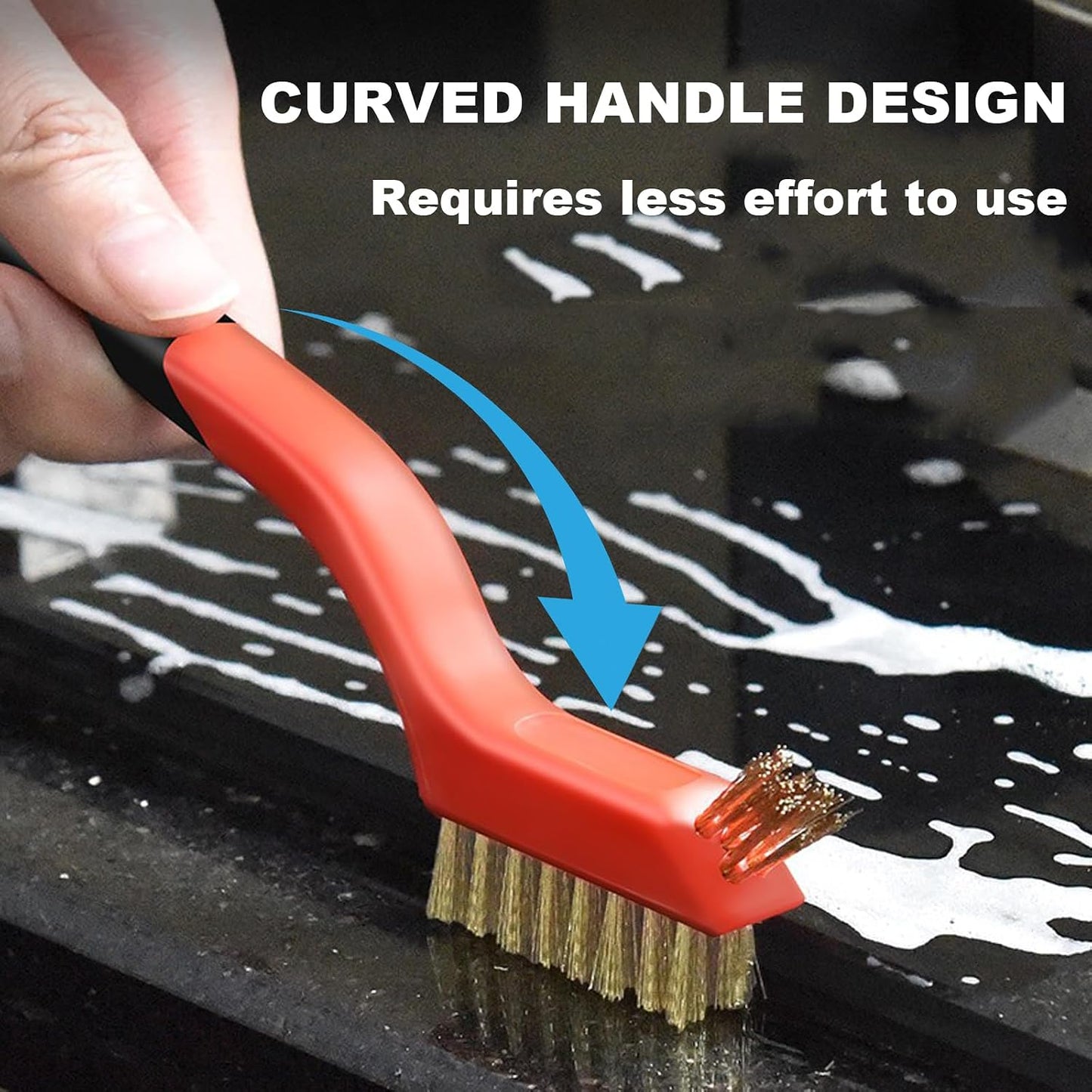 4 Pcs Kitchen Stove Cleaning Brush Set Brass Wire Brushes for Range Hood Grease Grime Heavy Duty Stainless Steel Brushes and Scraper for Gas Burners Cooktop Pot Pan