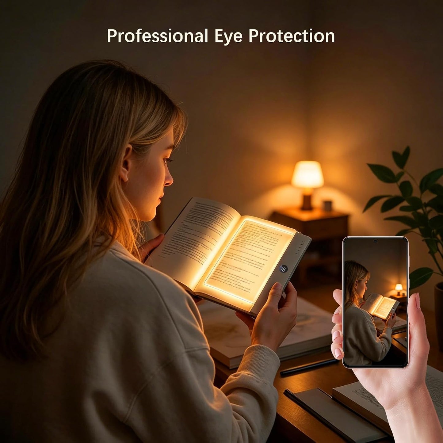 Choudao LED Book Light & Night Light 2 in 1, Flat Reading Light, Black | 3 Color Temperatures & Stepless Dimming, USB Rechargeable Full Page Light with Timer for Night Reading in Bed