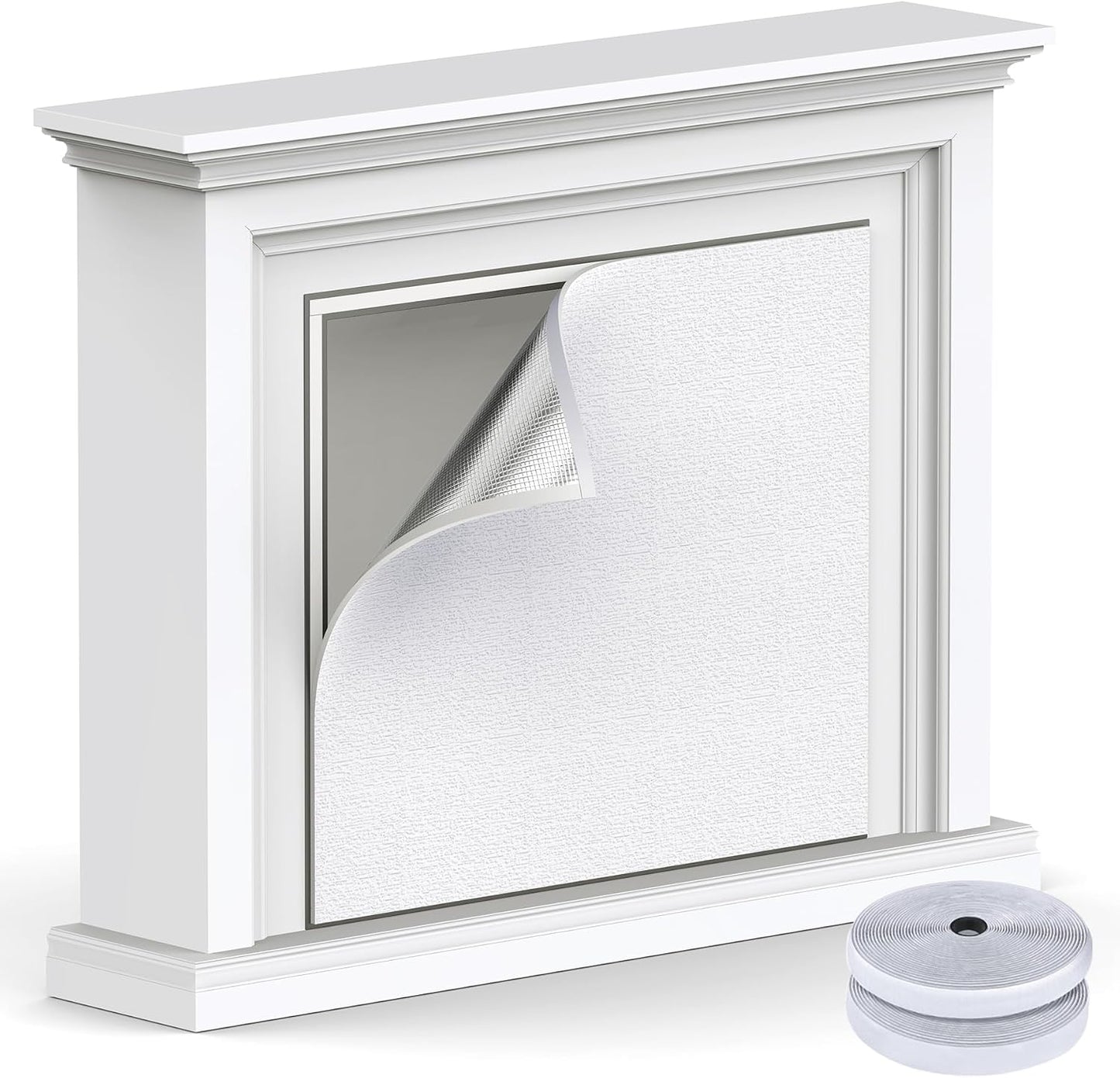 Air Jade Fireplace Cover, Insulation Fireplace Draft Stopper | Keep Drafts Out & Stop Heat Loss, Include Hoop & Loop Fasteners, Fits up to 55 x 39 inches, Easy Cut to Fit