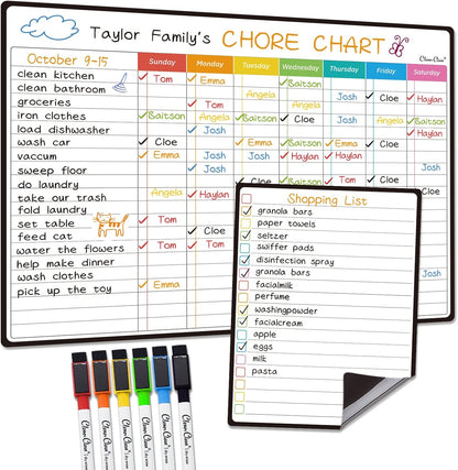 Magnetic Dry Erase Weekly Calendar for Fridge - Large 17"x12" Magnetic Weekly Planning Board with Hourly Time Slots - 6 Extra Fine Point Markers Included