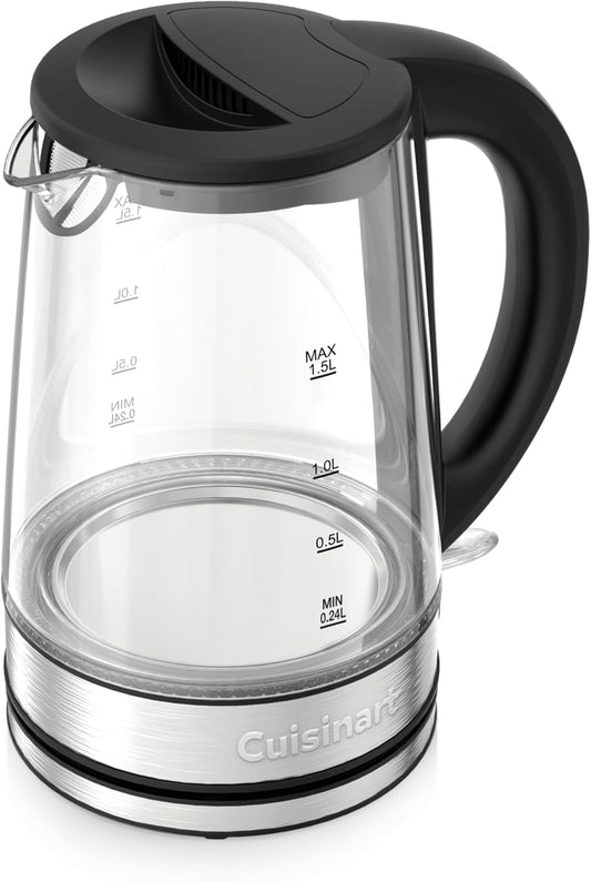 Cuisinart 1.7L Glass Variable Temperature Control Electric Kettle 110°F–212°F with Touchscreen Controls, Illumination, Dual‑Layer Cool‑Touch Design & Nondrip Spout