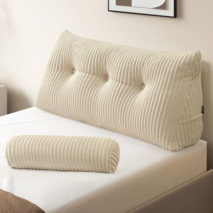 Z-hom Headboard Pillow, Wedge Backrest Cushion, Queen Size,NO Roll Pillow | Grey Triangular Backrest Cushion Equipped,NO Roll Pillow,Ideal for Reading,Sitting Up in Bed&Filling Headboard Gaps