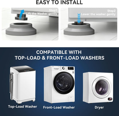 Anti Vibration Pads for Washing Machine with Powerful Sucker, Anti Vibration Pads Vibration Absorber,Washer and Dryer Stand,Stops Washer Dryer Prevents Noise, Washing Machine Stand |Grey, 4pcs|