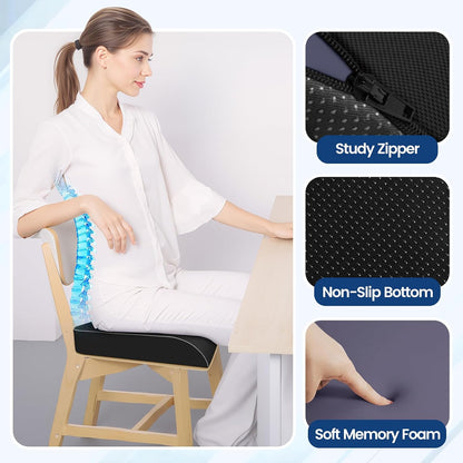 SweetSlubr Memory Foam Seat Cushion, Office Chair Cushion, 3-Inch, Large