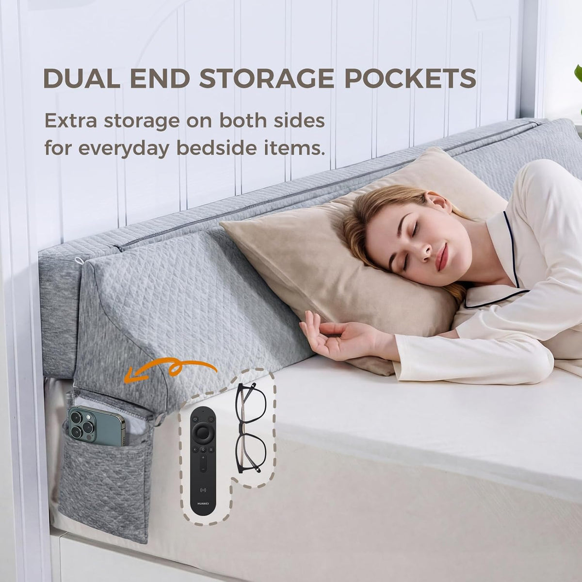 Bed Wedge Gap Filler Queen Size, Wedge Pillow for Headboard Gap, 60×10×6 in